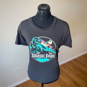 Dark Grey Cropped Jurassic Park Graphic Tshirt